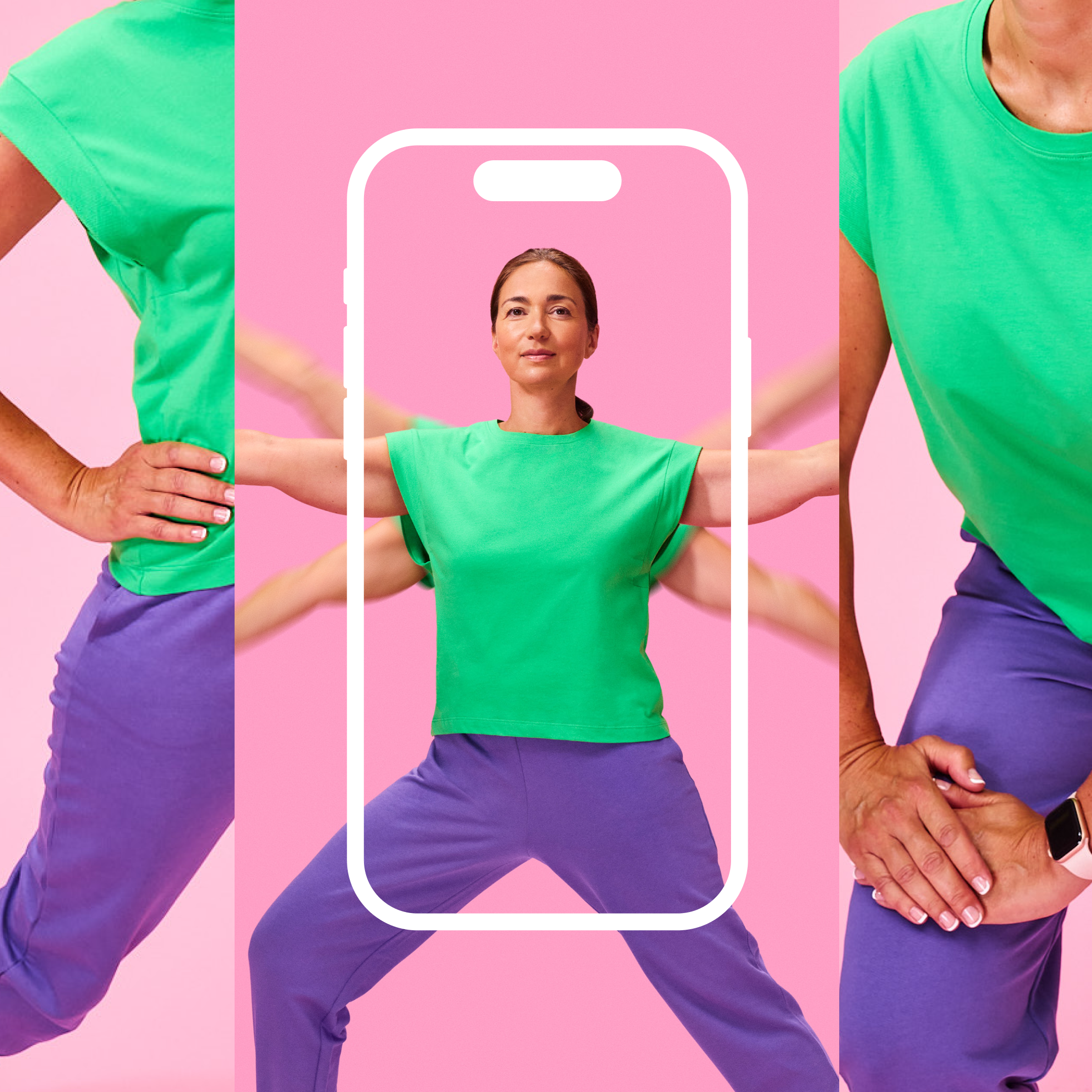 Image of another multiple sclerosis key visual , a woman doing yoga in pastel clothes