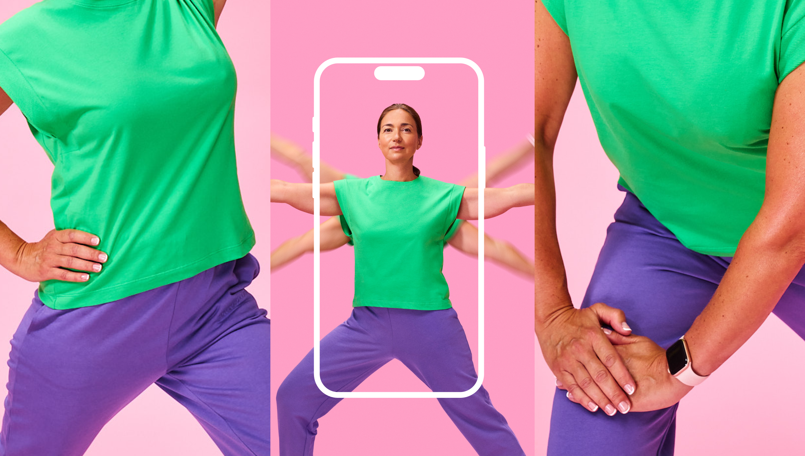 Image of another multiple sclerosis key visual , a woman doing yoga in pastel clothes